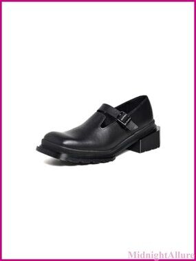 Maybole Mary Jane Leather Flats Square Toe Chunky Block Heel Casual